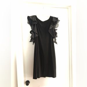 Ruffle sleeve - black cocktail dress